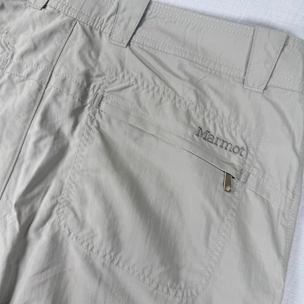 Marmot Mens Khaki Nylon Hiking Pants Size 34 Thigh Pocket Outdoor Trail Gorpcore